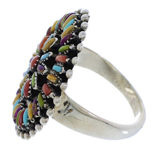 Turquoise Multicolor Jewelry Sterling Silver Ring Size 8-1/2 VX36485